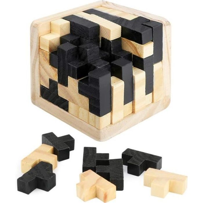 Welltop Casse-tête en Bois 3D, Genius Puzzle en Forme de T Blocs