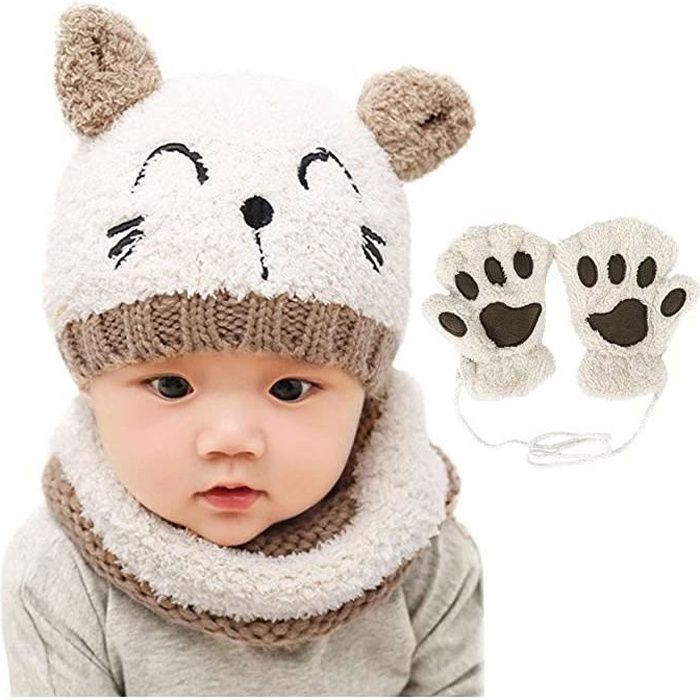 Chapeau Bonnet Enfant Hiver Bébé,Ensemble Set de 3 pièces Bonnet Chapeau Echarpe  Gant Tricot Enfant Chaud Enfant Bébé Fille Garçon B - Cdiscount