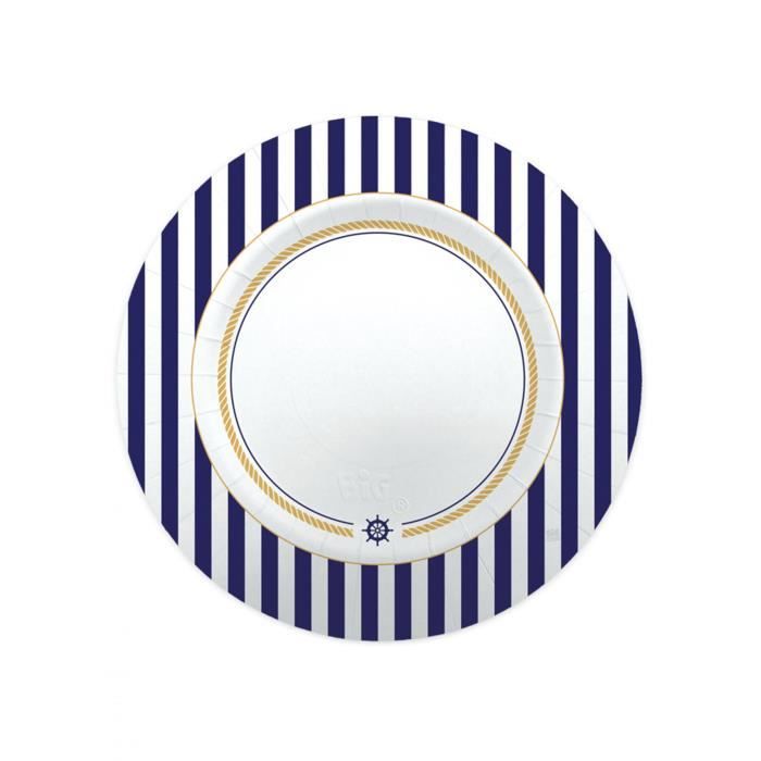8 Assiettes En Carton Mariniere 25 Cm Cdiscount Maison