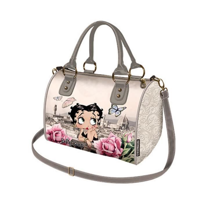 Sac Main Betty Boop Style Bowling - Bordeaux - 22x16cm - Bandoulière Réglable - Fashion Vintage