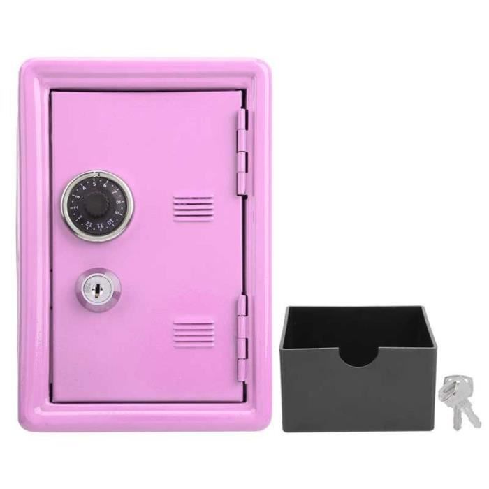 Mini Coffre-Fort Tirelire Enfants En Métal Rose – Serrure à Code + Clé, Design Anti-Rayures