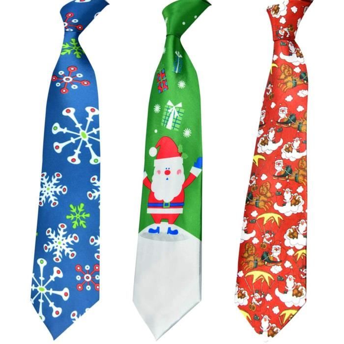 3Pcs Cravate De Noël Pour Hommes Adultes, Cravates De Nouveauté Cravate  Flocon De Neige Père Noël Cravate Pour Noël Hommes Cad[570] - Cdiscount  Prêt-À-Porter
