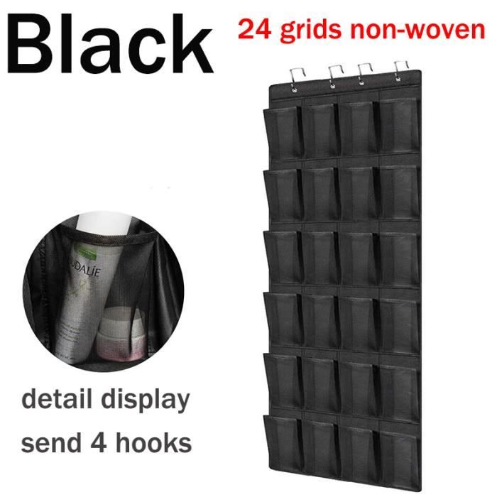 Sac De Rangement Mural 25 Poches Pour Lunettes - En Feutre Noir - 40x19cm - Suspension Porte Ou Mur