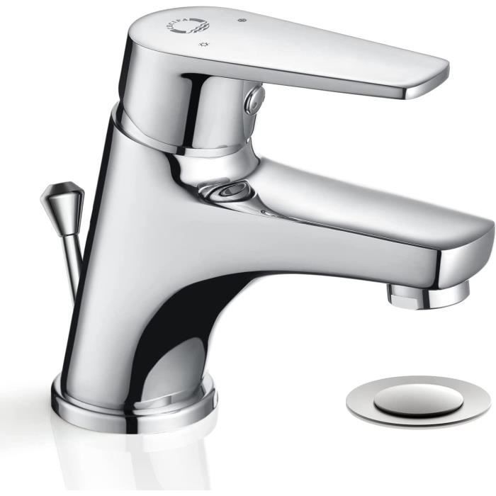 Mitigeur lavabo CECIPA - Chrome Laiton - Levier de vidange - Monotrou - Largeur de perçage 35mm
