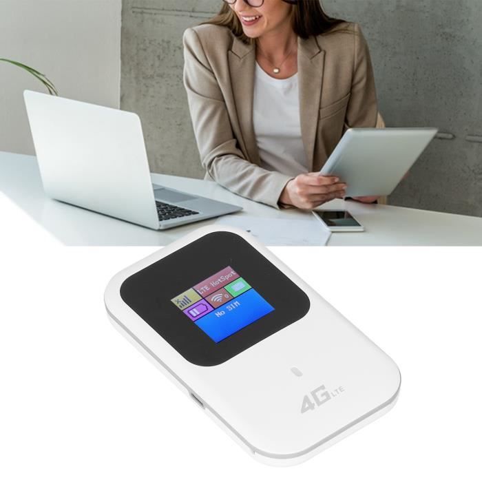 JICICUXI Routeur 4G WiFi Portable - Routeur Mobile LTE 150 Mbps - Batterie 3000 MAh - Écran LED