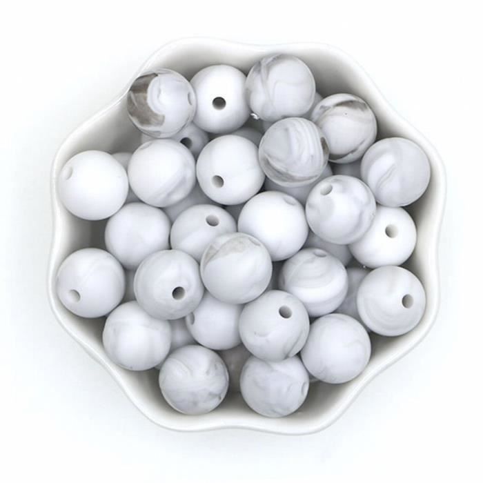 20 Pièces Perles De Silicone, Kit De Perles Pour La Fabrication De Bracelet Et Collier Rondes