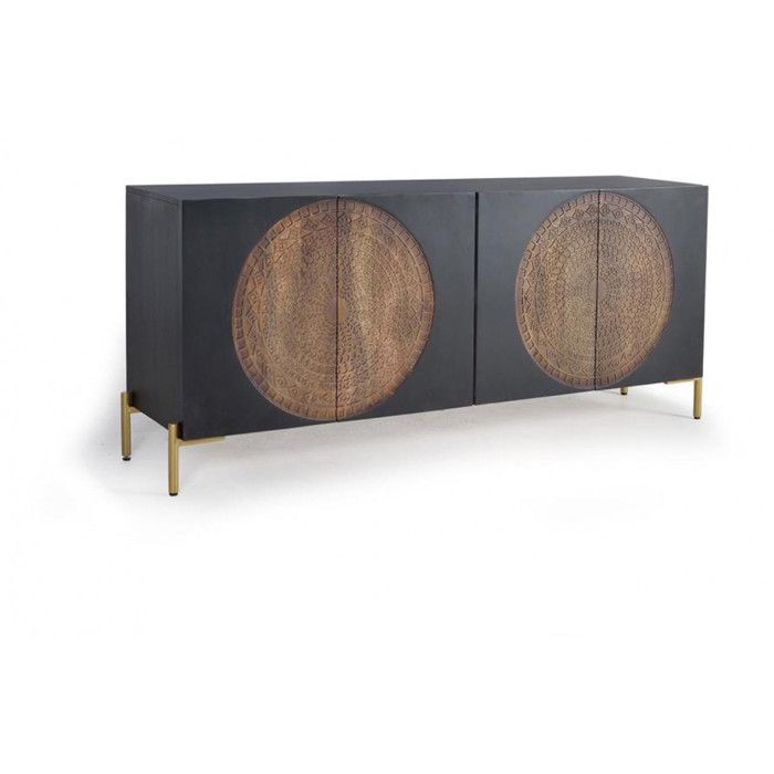 Buffet - Giner y Colomer - Mangue et Métal - 4 Portes - Teinte Noyer Foncé