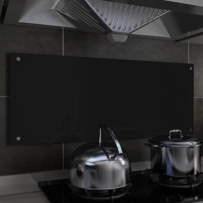 CREDENCE - ACCESSOIRE CREDENCE - FOND DE HOTTE - Dosseret de cuisine Noir 100 x 40 cm Verre trempé - DIO7380738355126