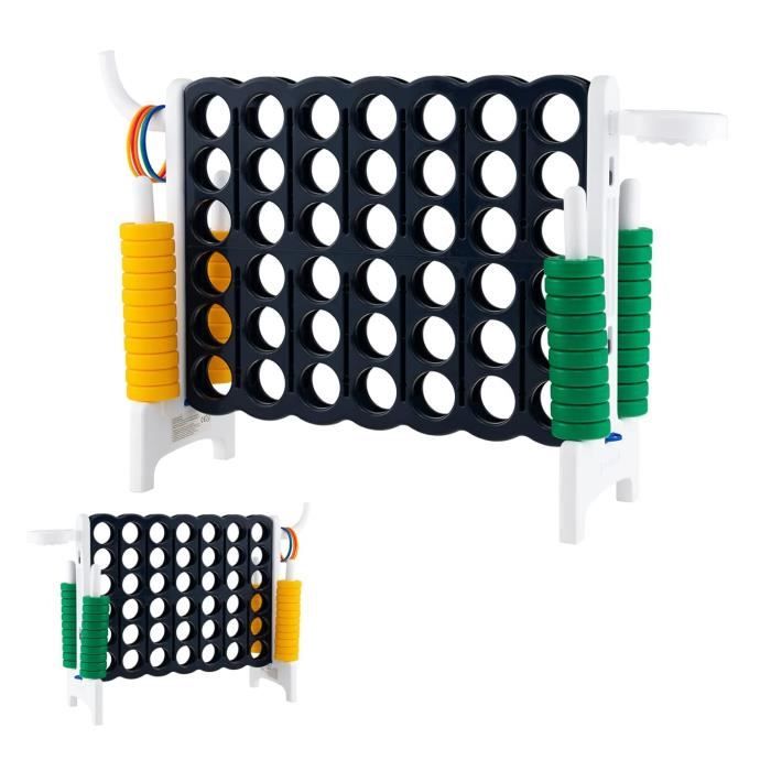 LIFEZEAL Puissance 4 Géant Pour Enfants Sur Pied 84 X 33 X 79 CM Avec 42 Anneaux Levier De Reinitialisation Du Jeu Pour Maternelle Camping Blanc 75167081