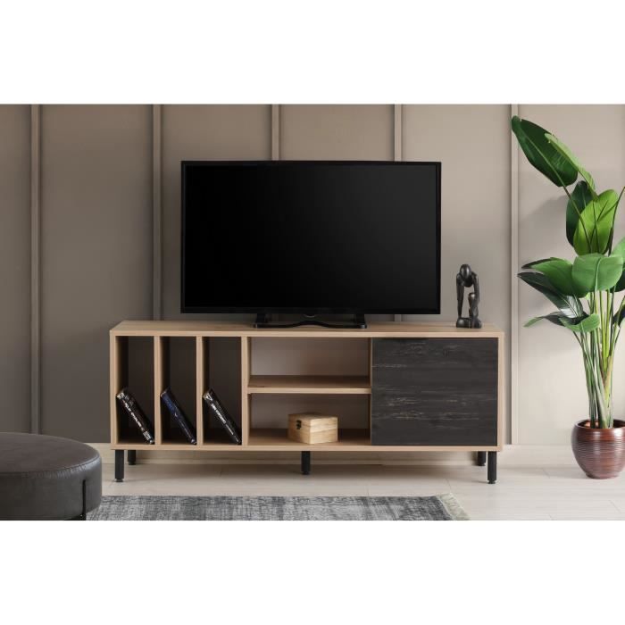 meuble tv - emob - blanc - métal - 140cm - 55cm - 40cm - contemporain - design