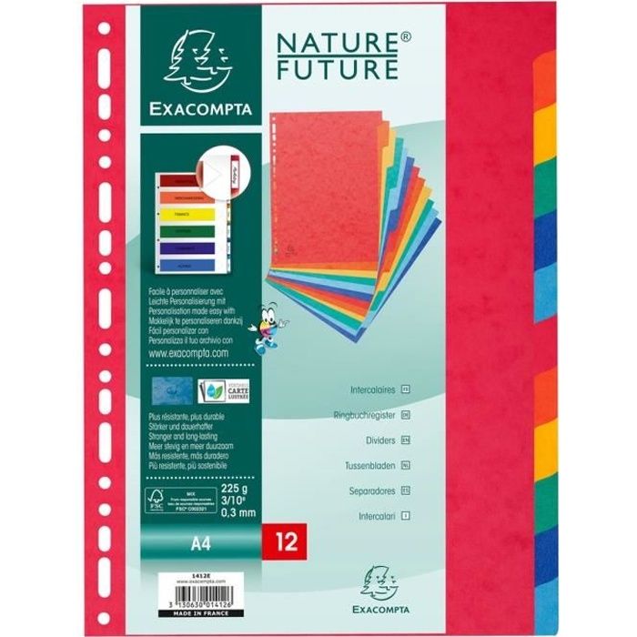 Q-Connect KF16074 Lot de 12 intercalaires cartonnés pour Format A4 22,3 x 29,7 cm avec onglets de séparation pour classeur 11 Trous perforés Q-Connect KF16074 Lot de 12 intercalaires cartonnés pour Format A4 22,3 x 29,7 cm avec onglets de séparation pour classeur 11 Trous perforés