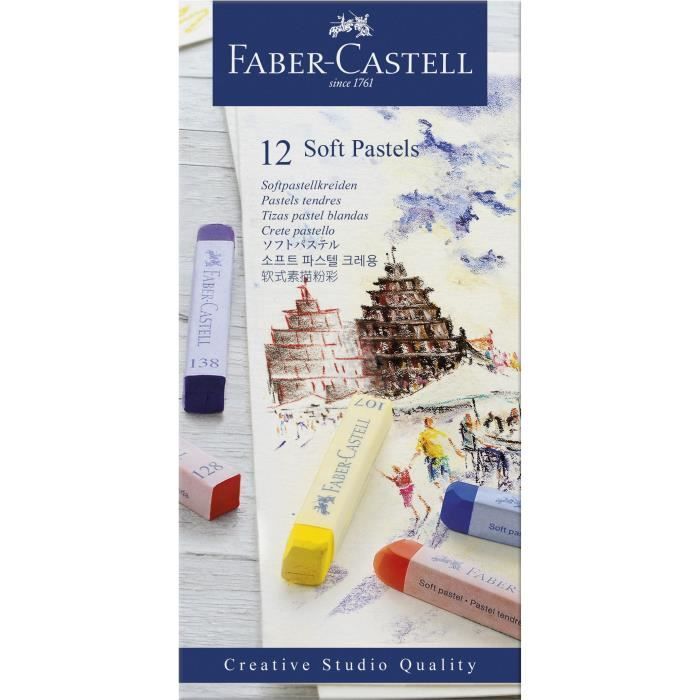 FABER-CASTELL Boîte 12 Pastels Carrés Tendres