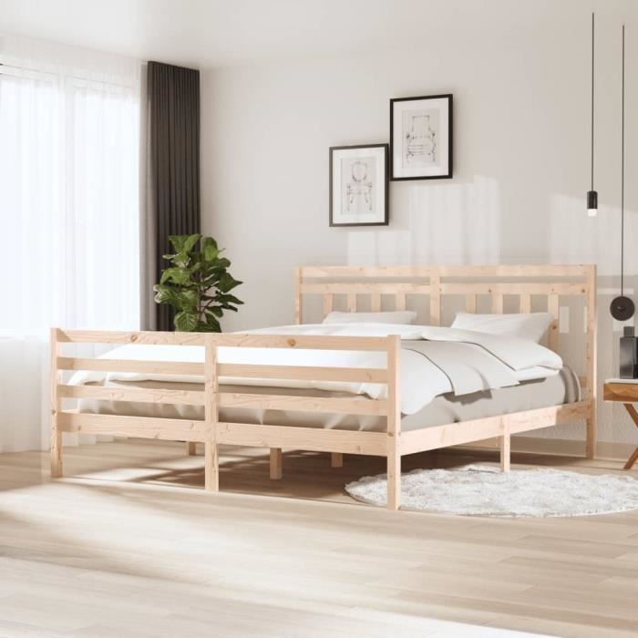 vidaXL Cadre de lit Bois massif 180x200 cm 6FT Super King - Cadre de lit