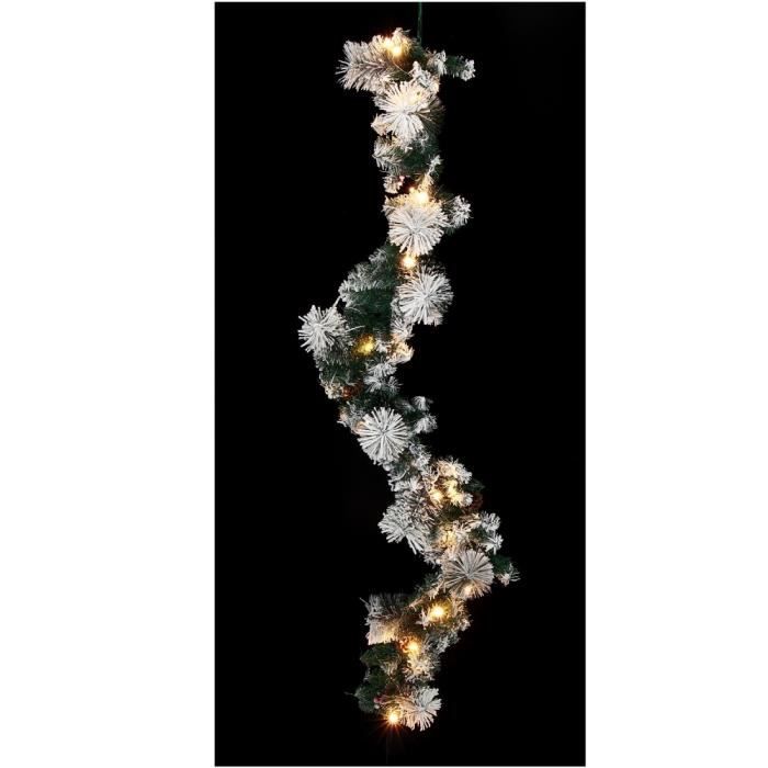 Guirlande De Noël Floquée 1.8 M (5.9 Pieds) - Branches Enneigées Avec Baies Rouges Et Pommes De Pin