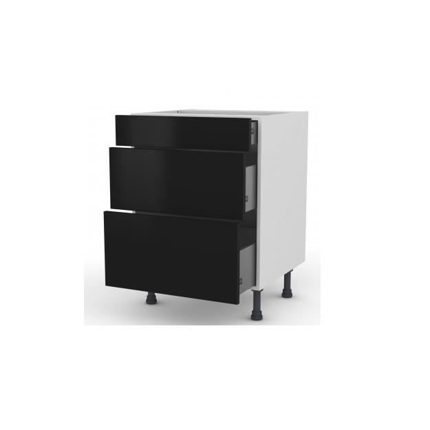 Facade De Cuisine 700x600 3 Tiroirs Noir Achat Vente Elements Bas Facade De Cuisine 700x600 3 Cdiscount
