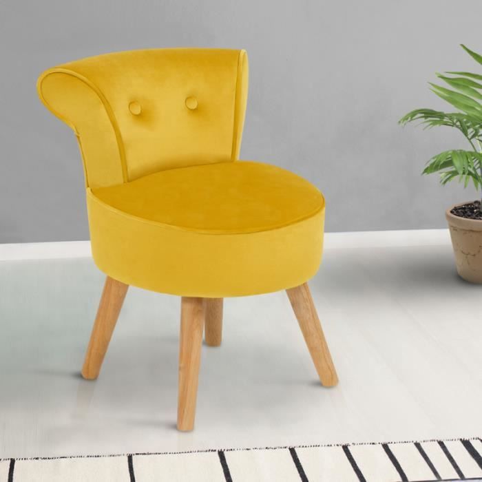fauteuil crapaud en velours jaune - idmarket - scandinave - moderne - intérieur