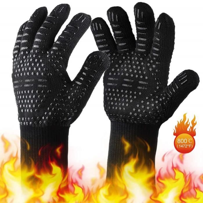 Gant anti-chaleur four avec flammes pour barbecue