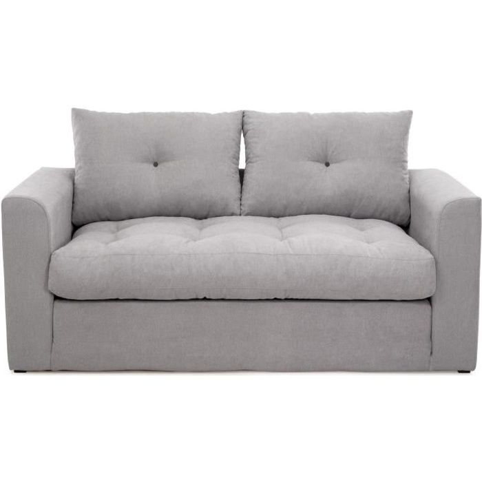 hexagone canape droit convertible deplimousse 2 places jeff tissu gris clair contemporain l 153 x p 78 cm cdiscount maison