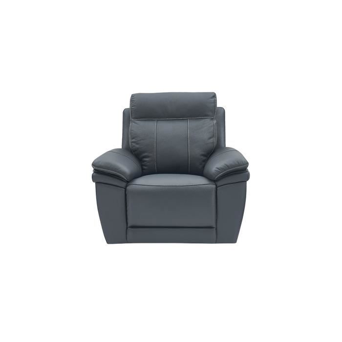 fauteuil relaxation électrique 1 place en cuir dalia - noir