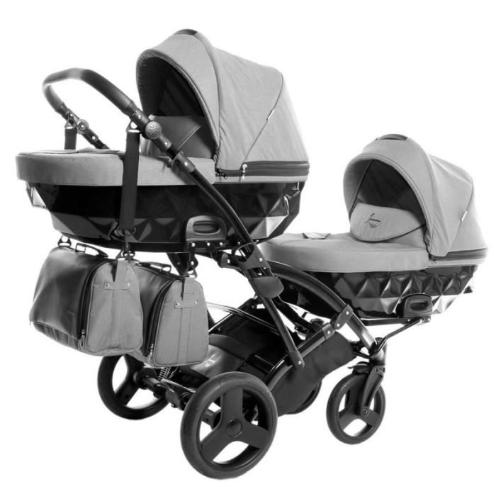Poussette Jumelle Junama Duo Slim De Lux4kids Grey Duo Slim 07 3en1 Avec Siege Bebe Cdiscount Puericulture Eveil Bebe