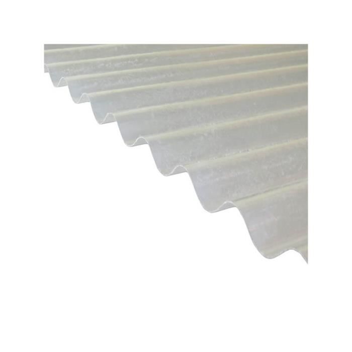 Plaque polyester ondulée toit translucide - L: 2.5 m - l: 90 cm - Translucide