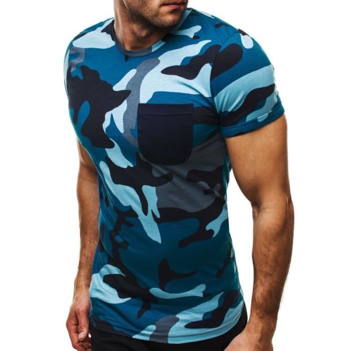 T shirt camouflage bleu clearance