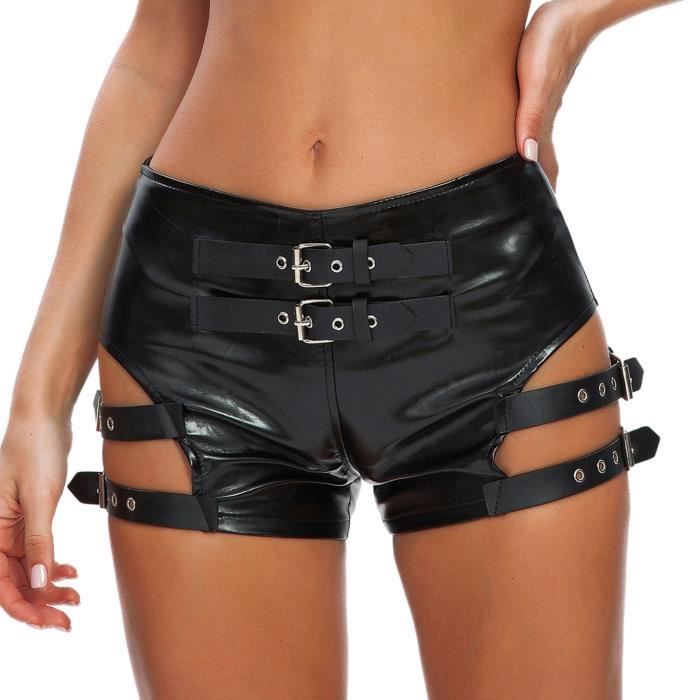 Wamvp Mini Short Femme Sexy Moulant Court Taille Basse Été Cocktail Vintage  Short Elastique Discothèque