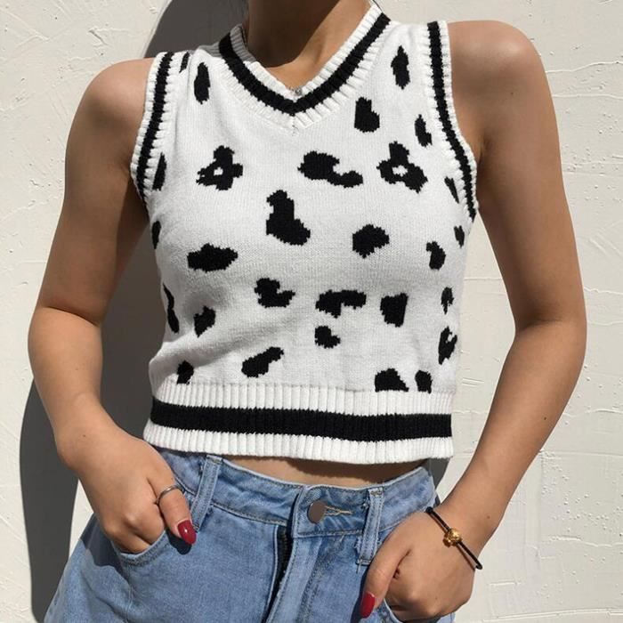 Pull Femme Top Femme Femme Vetement Pull Sans Manches Ample A Col En V Pour Femme Blanc Et Noir Gilet En Tricot Leopard Blanc Cdiscount Pret A Porter Pull Femme Top Femme Femme Vetement Pull Sans Manches Ample A Col En V Pour Femme Blanc Et Noir Gilet En Tricot Leopard Blanc Cdiscount Pret A Porter