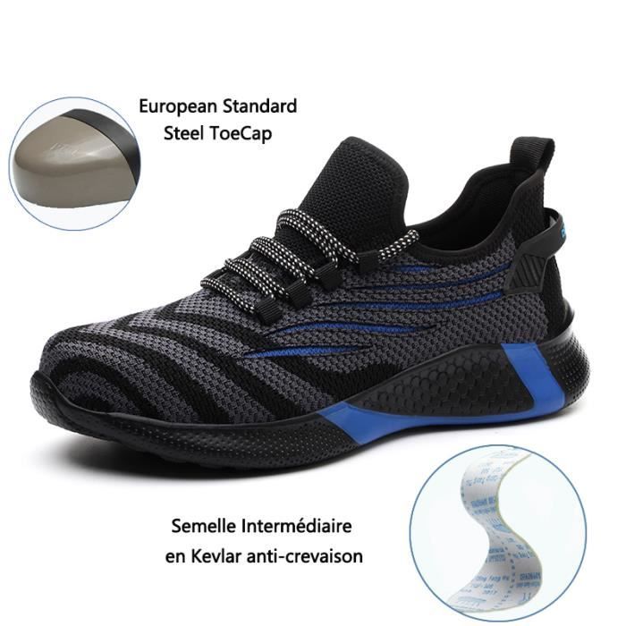 laamei Chaussures de Sécurité Homme Embout Acier Protection Confortable Léger Respirante Unisexes Chaussures de Travail 