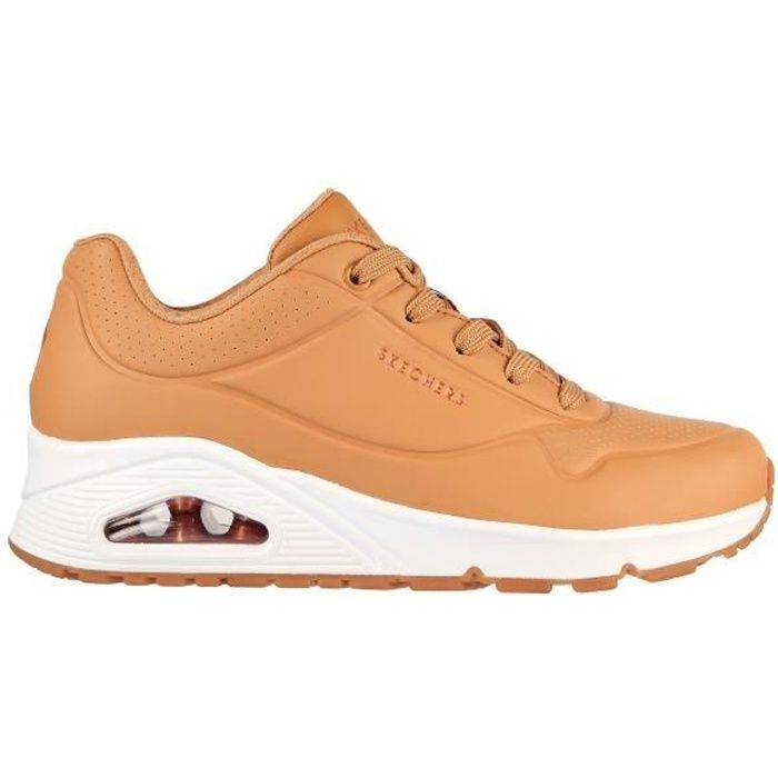 Basket Femme SKECHERS Uno Camel Tige synthetique Semelle confortable Talon amortisseur d air Brown Cdiscount Chaussures