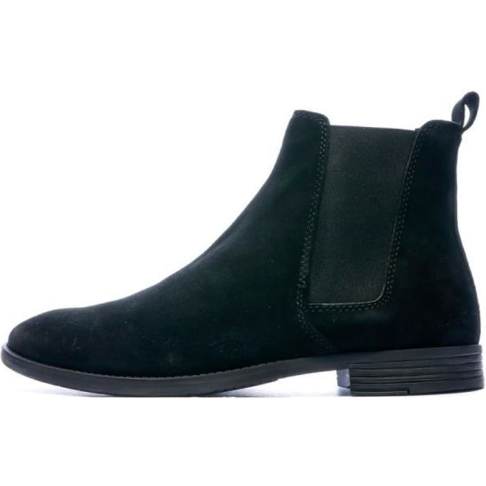 bottines homme chevignon bamel - noir - tige en daim - boucle de talon - semelle synthétique