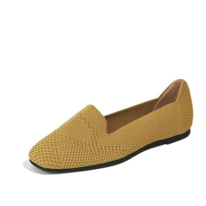 Escarpin jaune talon store carré
