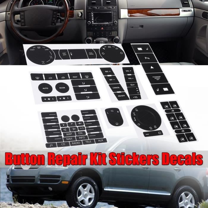 NEUFU Kit Autocollant de Voiture Réparation de Bouton Sticker Pour VW Volkswagen Touareg 2004–2009