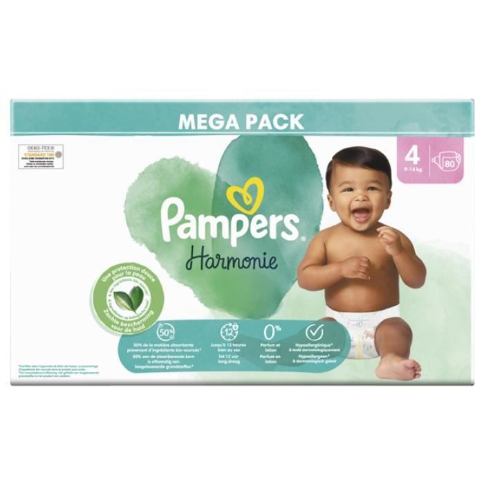 Couches - Pampers Harmonie - Taille 4 - 80 couches