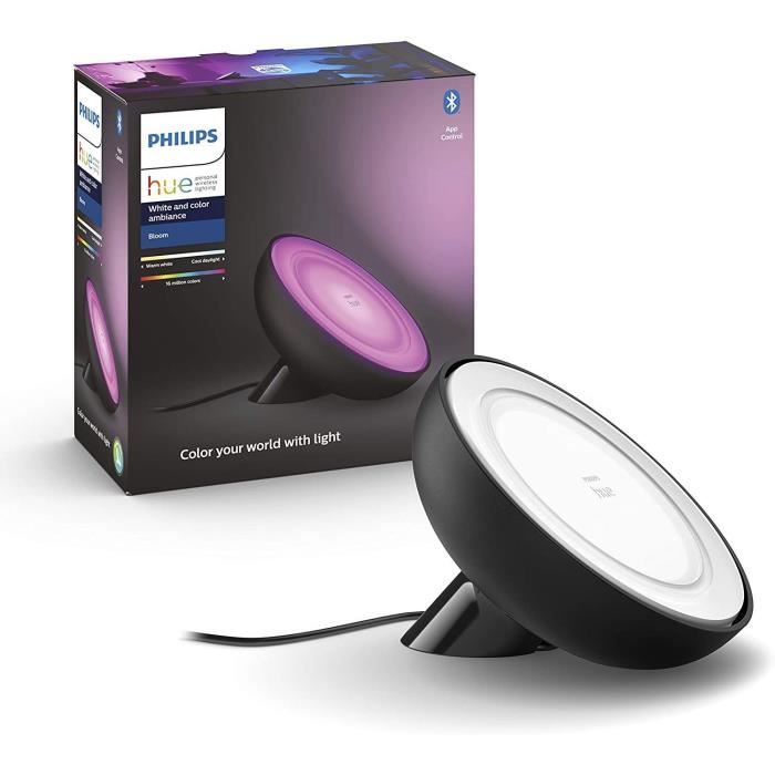 Philips Hue White & Color Ambiance, lampe Bloom, Noir, compatible Bluetooth, fonctionne avec Alexa, 