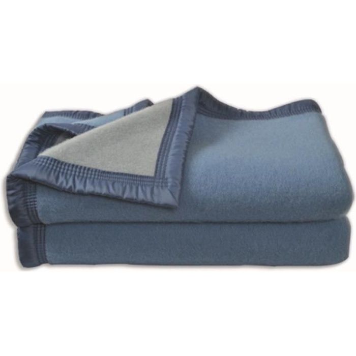 couverture aubisque en laine woolmark 180x220 cm myosotis et ciel cdiscount maison