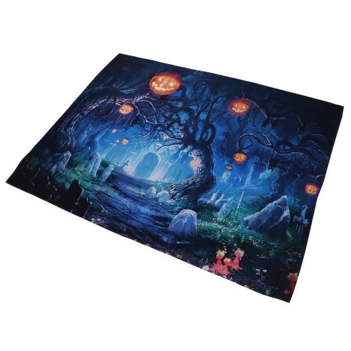 Toile De Fond Halloween Château Pierre Horrible 8x8FT LYWYGG - Arbre Citrouille Lanterne Photo