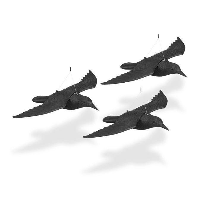 Épouvantail à Pigeons Relaxdays | Lot De 3 Corbeaux En Plastique Noir | Pour Jardin, Balcon, Toit - 11