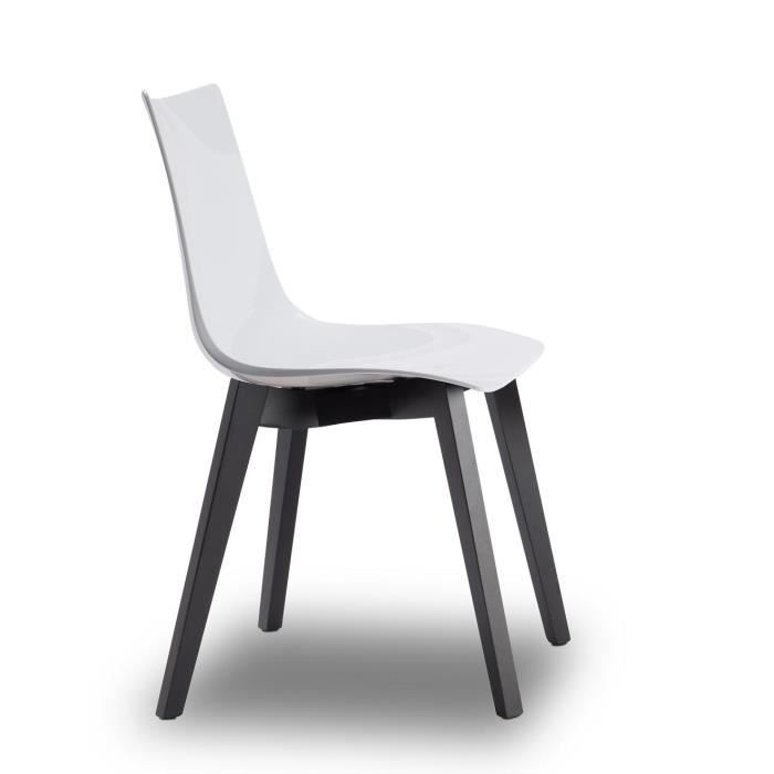 Chaise blanche glossy design avec pieds bois we…  Cdiscount Maison