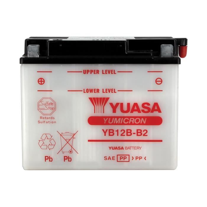 YUASA - Batterie Moto 12V Avec Entretien Sans Pack Acide Yb12B-B2