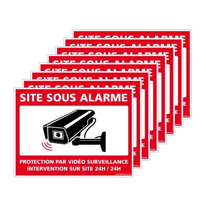 Autocollants Alarme Lot de 8 stickers Alarme Sécurité Protection Vidéosurveillance 8 x 6 cm résistants UV et pluie Site Sous Alarme