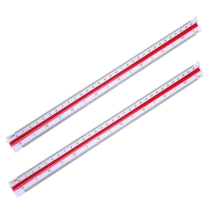 Règle Triangulaire Aluminium 30cm - 6 Échelles Métriques (1:20 à 1:125) - Pour Architectes Et Dessinateurs