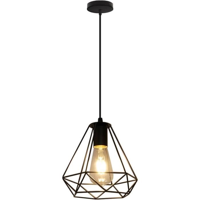 STOEX Suspension Vintage Industrielle Lustre Cage Diamant en Métal 3