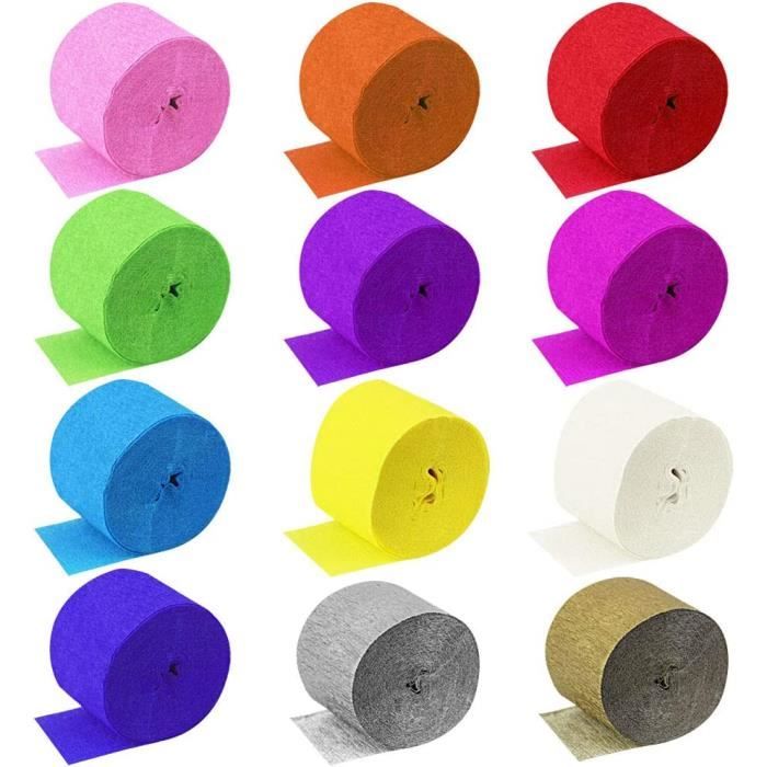 VABNEER 12 Rouleaux Papier Crépon Blanc, 4,5 Cm X 25 M Serpentins En Papier Crépon Bandes Pour Décoration De Mariage Anniversaire Fête Célébration