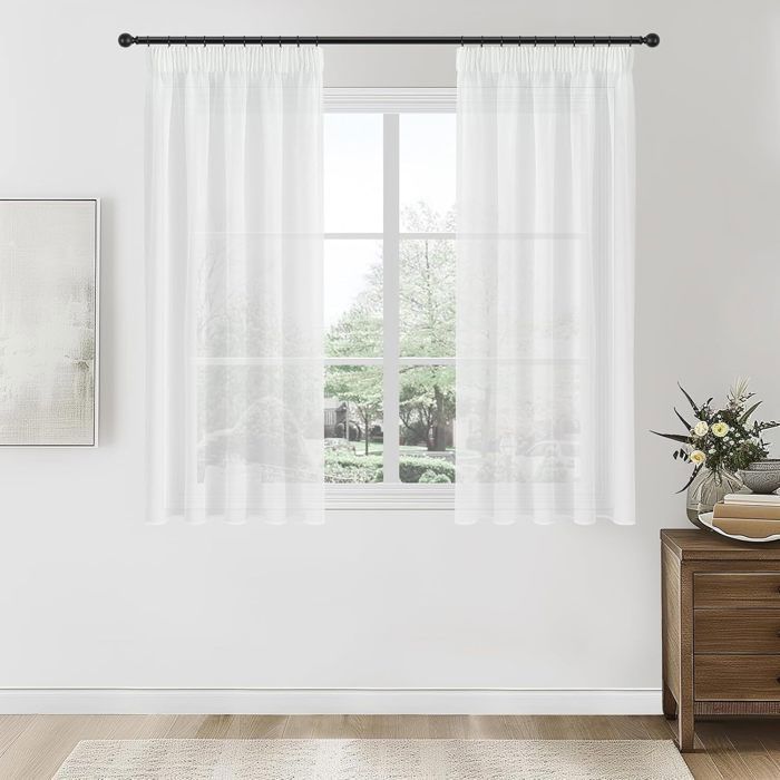 Voilages à Œillets Topfinel Blanc 140x122 Cm - 2 Panneaux Transparents