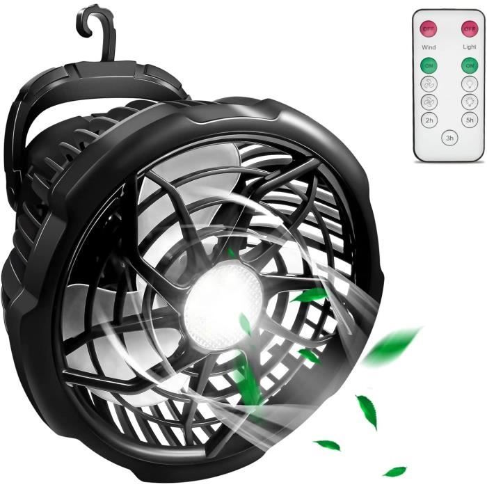 Ventilateur De Plafond Rechargeable Pour Tente Avec Lumière LED Et Télécommande - Camping Sans Fil USB 5V