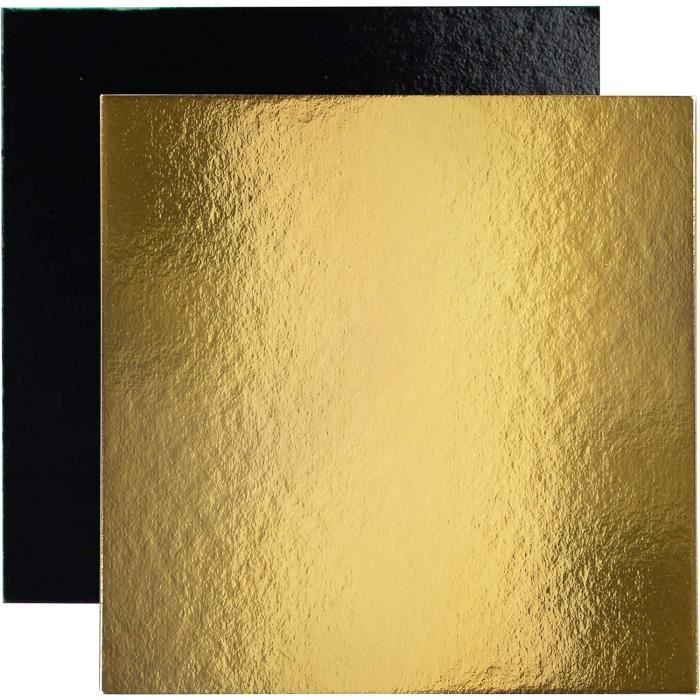 Lot de 10 Supports à Gâteau/Traiteur/Déco Ronds en Carton Couleurs et Dimensions au choix (Or/Noir, 26 cm
