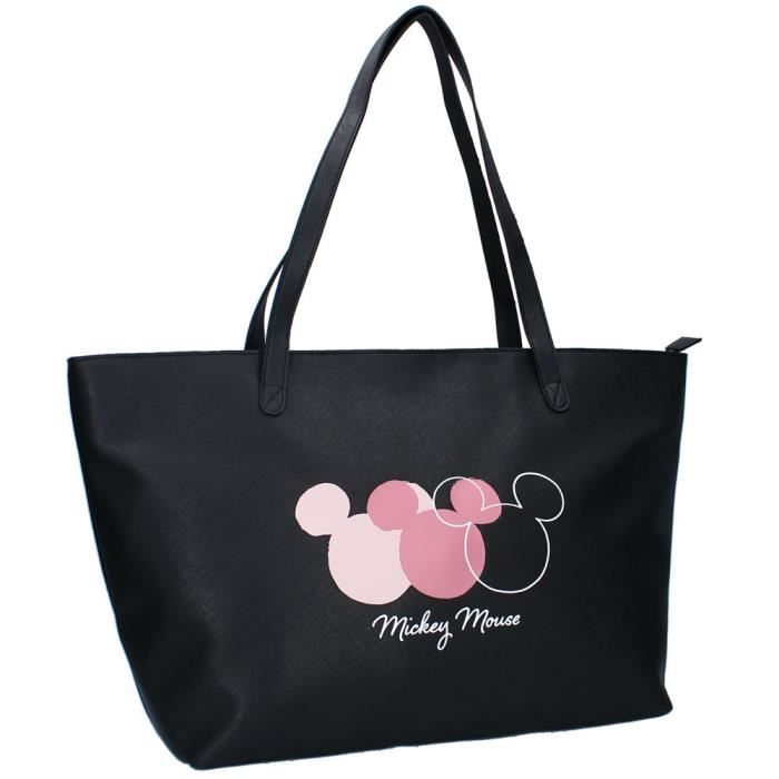Grand Sac a Provisions Femme noir Faux Cuir Disney Fashion Mickey Mouse Noir Cdiscount Bagagerie Maroquinerie