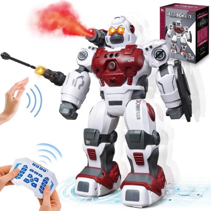 TVAOS Robot Télécommandé Enfants 3+ ans ,Contrôle 2,4 GHz, Robot RC  Programmable avec Spray LED, Lanceur, Musique - Cdiscount Jeux - Jouets