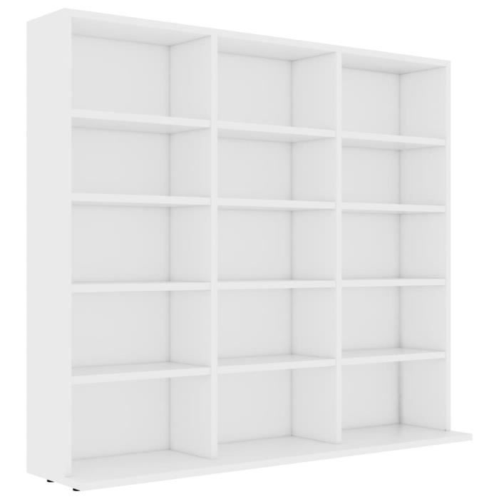 Armoire à CD - VIDAXL - 801787 - Blanc - 102x23x895 cm - 15 Compartiments Ouverts
